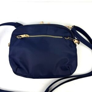 Travelon Anti Theft Tailored East West Crossbody Royal Blue Gold Hardware‎ New